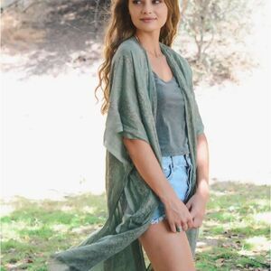Boho Tribal Pattern Sheer Kimono Frayed Beach Cover Vacation Resortwear Swim